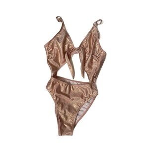 NWOT Fashion Nova Rose Gold Shimmer Swimsuit, size 4